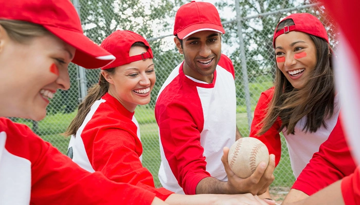 team getting ready to play a corporate sport event